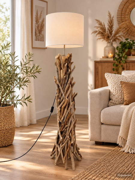 Lamp Drift Wood with Lampshade