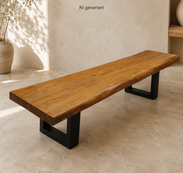 Bank Teak mit Baumkante JV