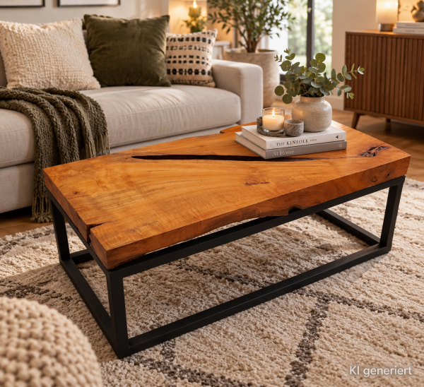 Coffee Table Madina with Black Iron Feets