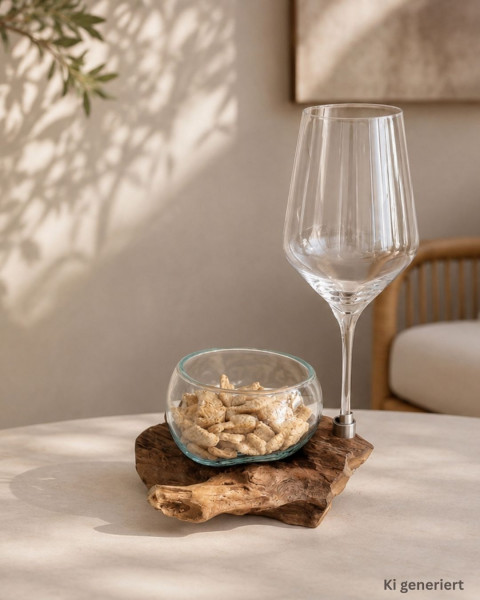 1er Spirit Holz mit Snack Glasschale